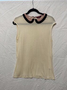 Ted Baker London Cream Knit Top Peter Pan Collar Size 3